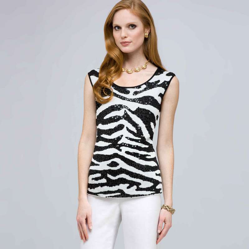 Sequined Animal Print Shell. image number 0