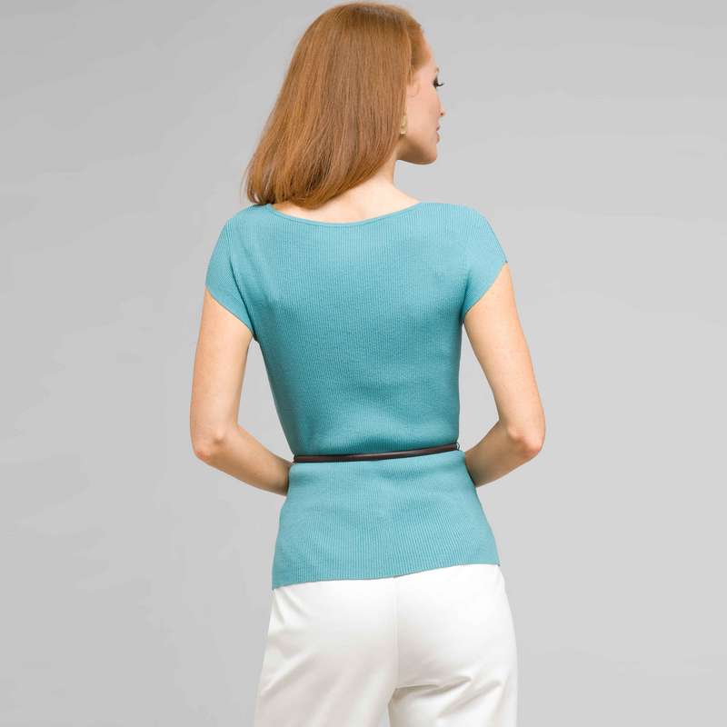 Boat Neck Knit with Belt image number 1
