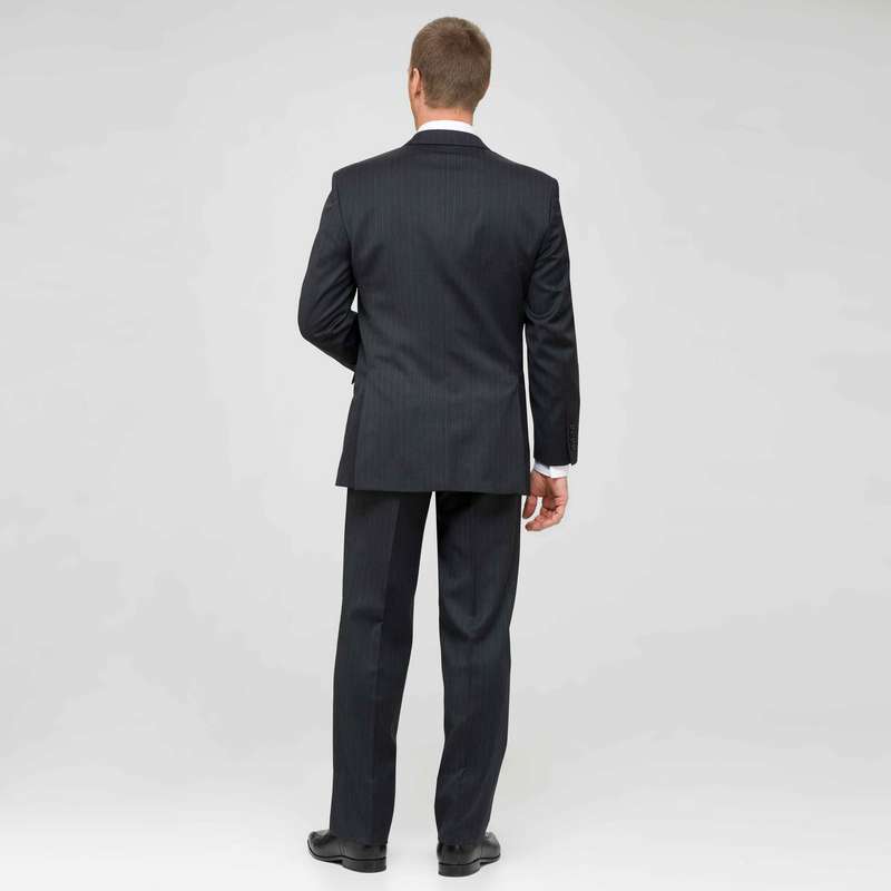 Charcoal Flat Front Athletic Fit Shadow Striped Wool Suit image number 1