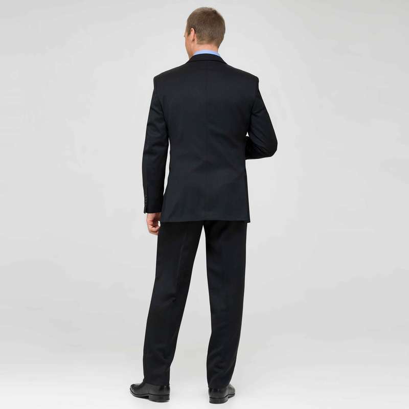 Black Flat Front Wool Suit image number 1