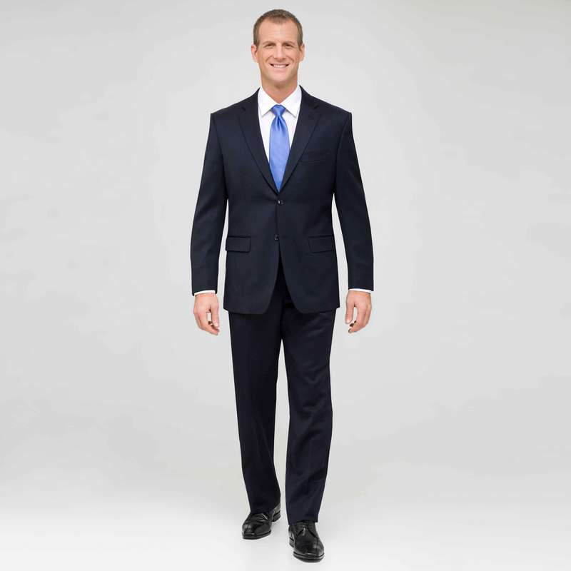 Navy Single Pleat Wool Suit image number 0