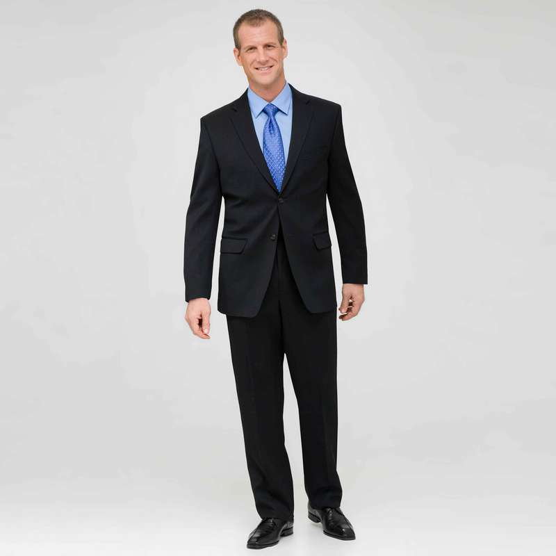 Black Flat Front Wool Suit image number 0