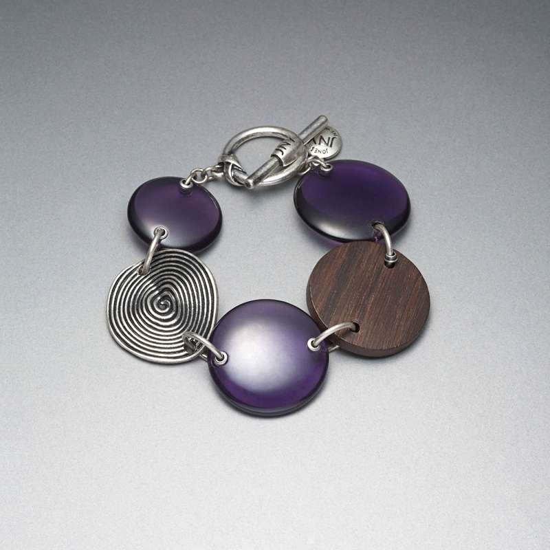 Silver and Purple Button Bracelet image number 0