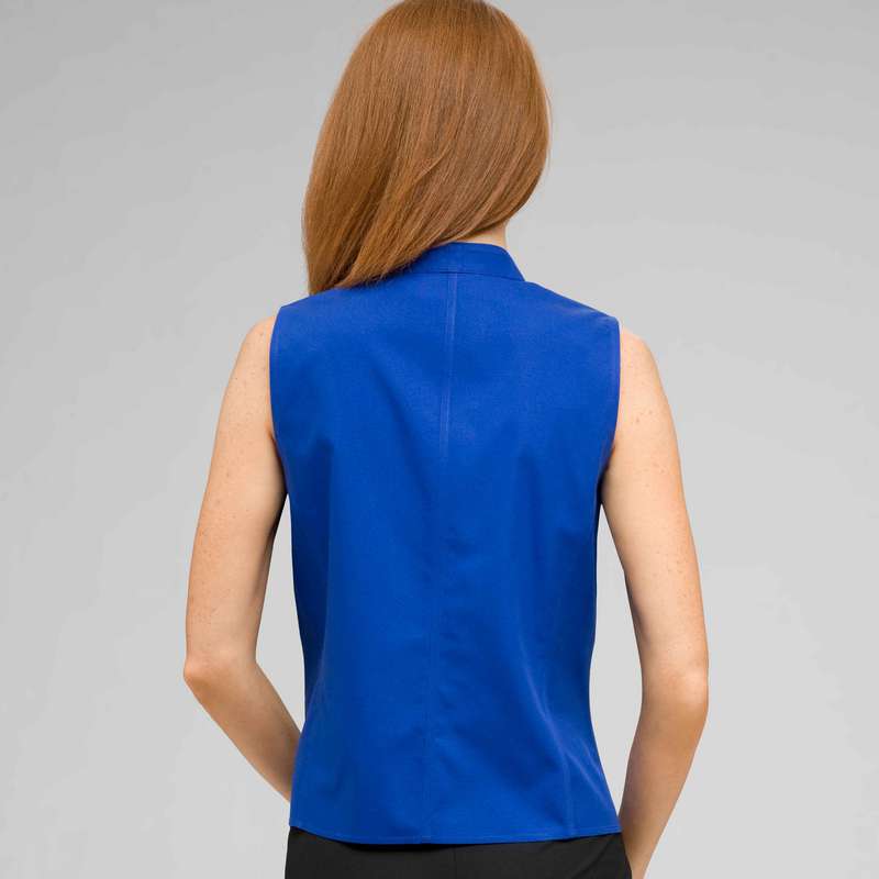 No-Iron Easy Care Sleeveless Shawl Collar Blouse image number 1