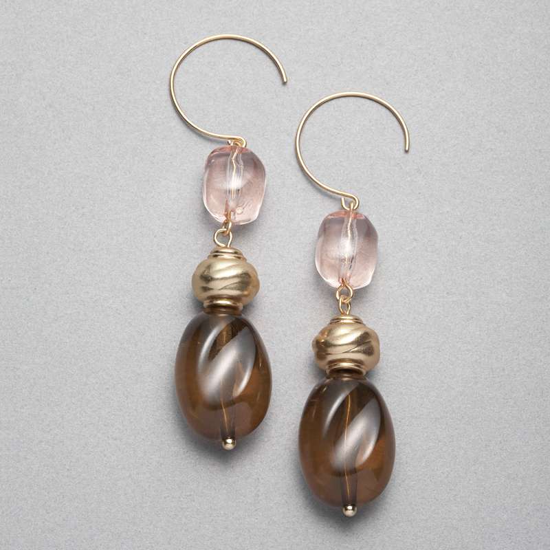 Brown and Pink Drop Earrings image number 0