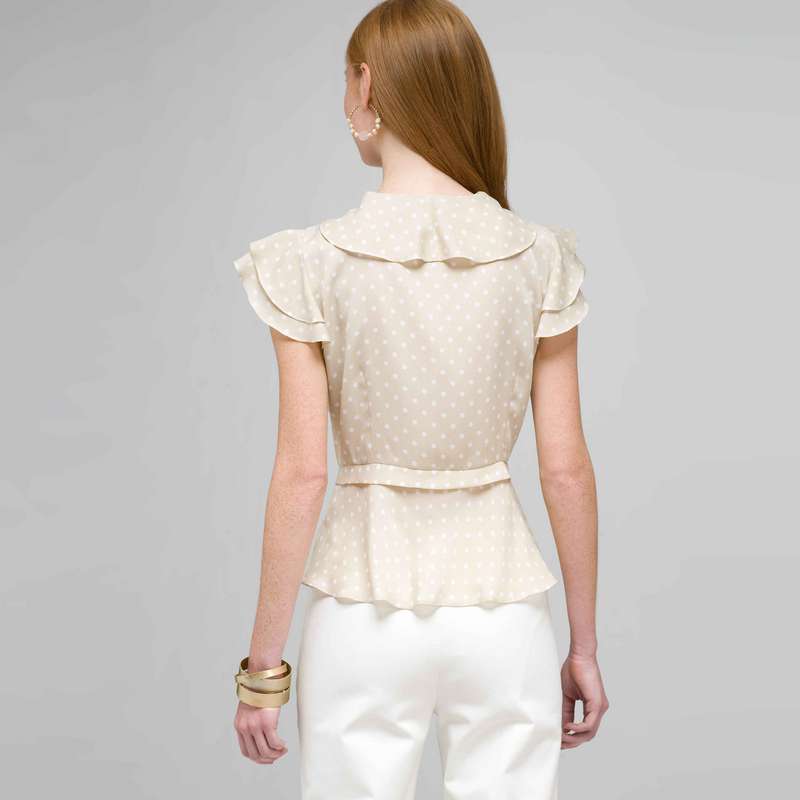 Polka Dot Ruffle Front Button Down Shirt image number 1